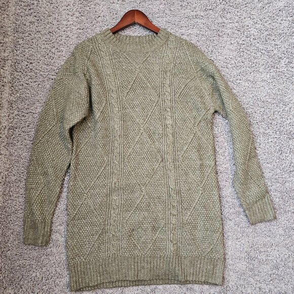 Cable Knit Sweater Dress in green size small - Picture 2 of 10